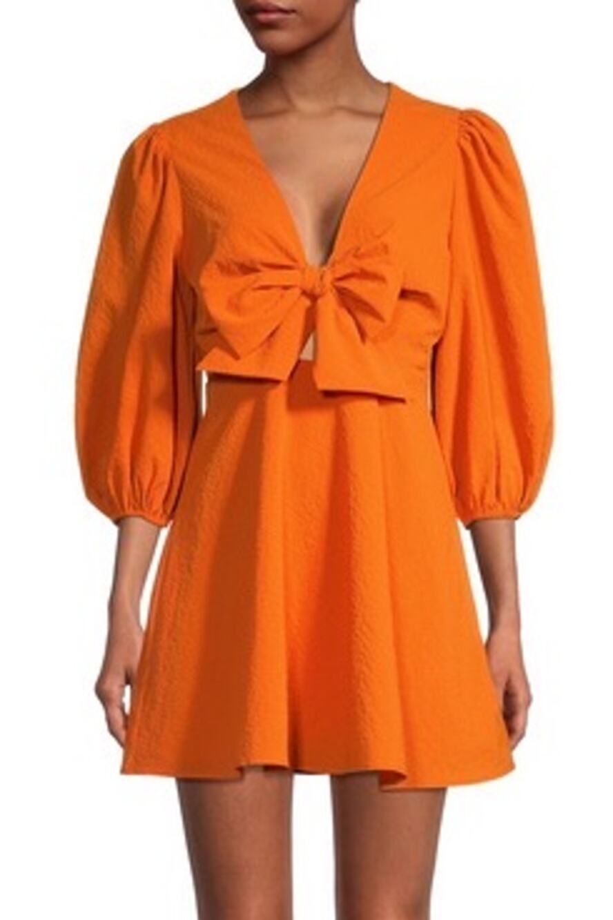 Ted Baker Orange Lavish Alice Brocade Textured Keyhole Bow Front Mini Dress 3